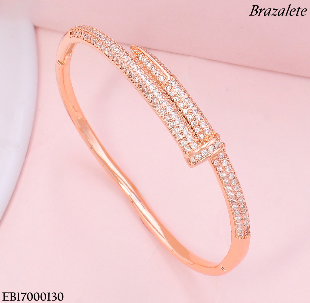 BRAZALETE ROSE GOLD ZIRC. FORMANDO CLAVO BE830-318