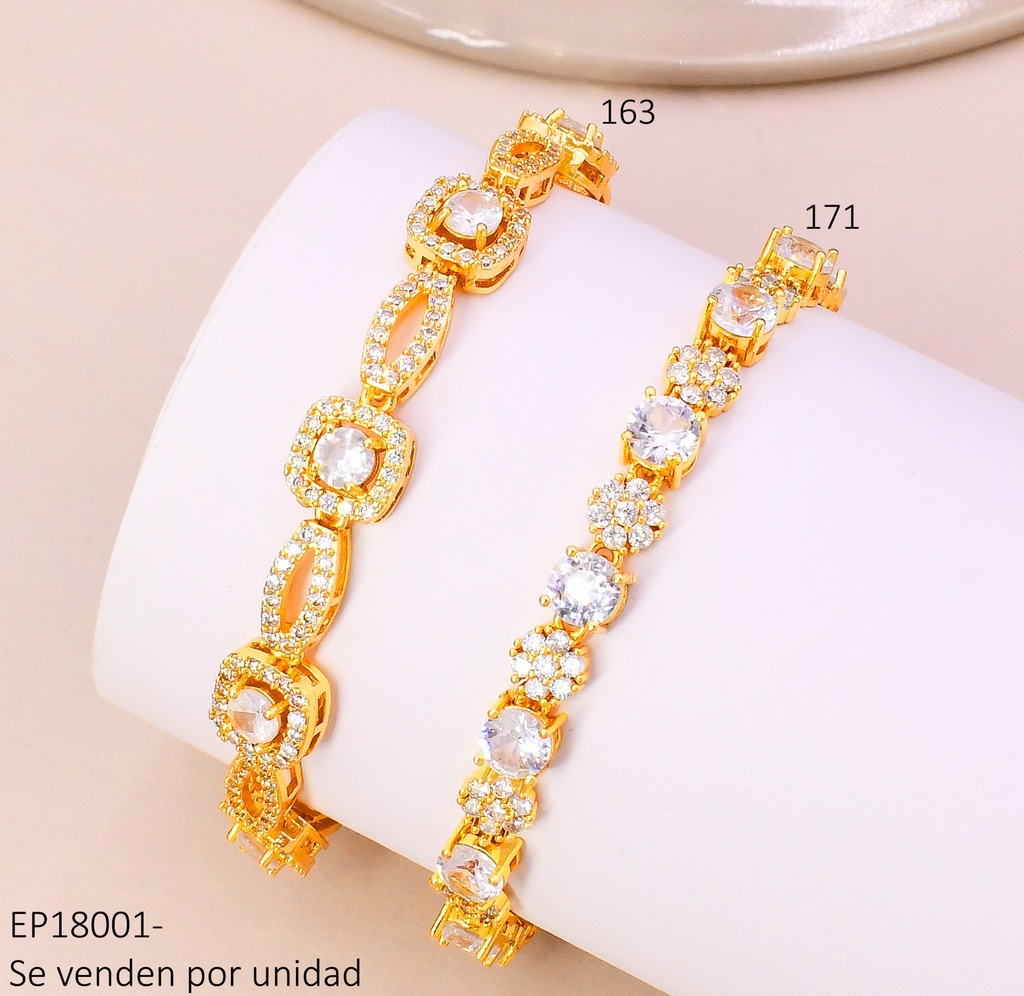 PULSERA DORADA OVALOS/ CUADROS ZIRC. Z452-470