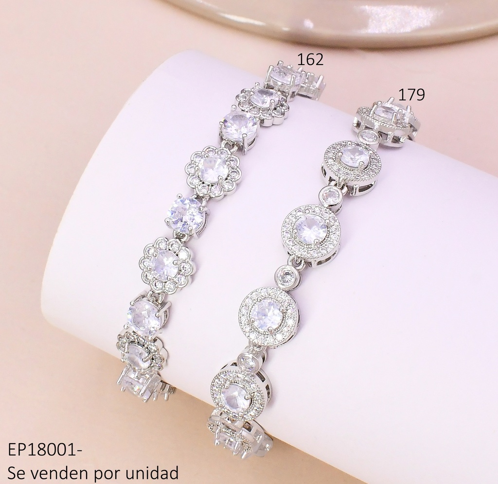 PULSERA PLATEADA ZIRC. RD CRISTALES Z454-470