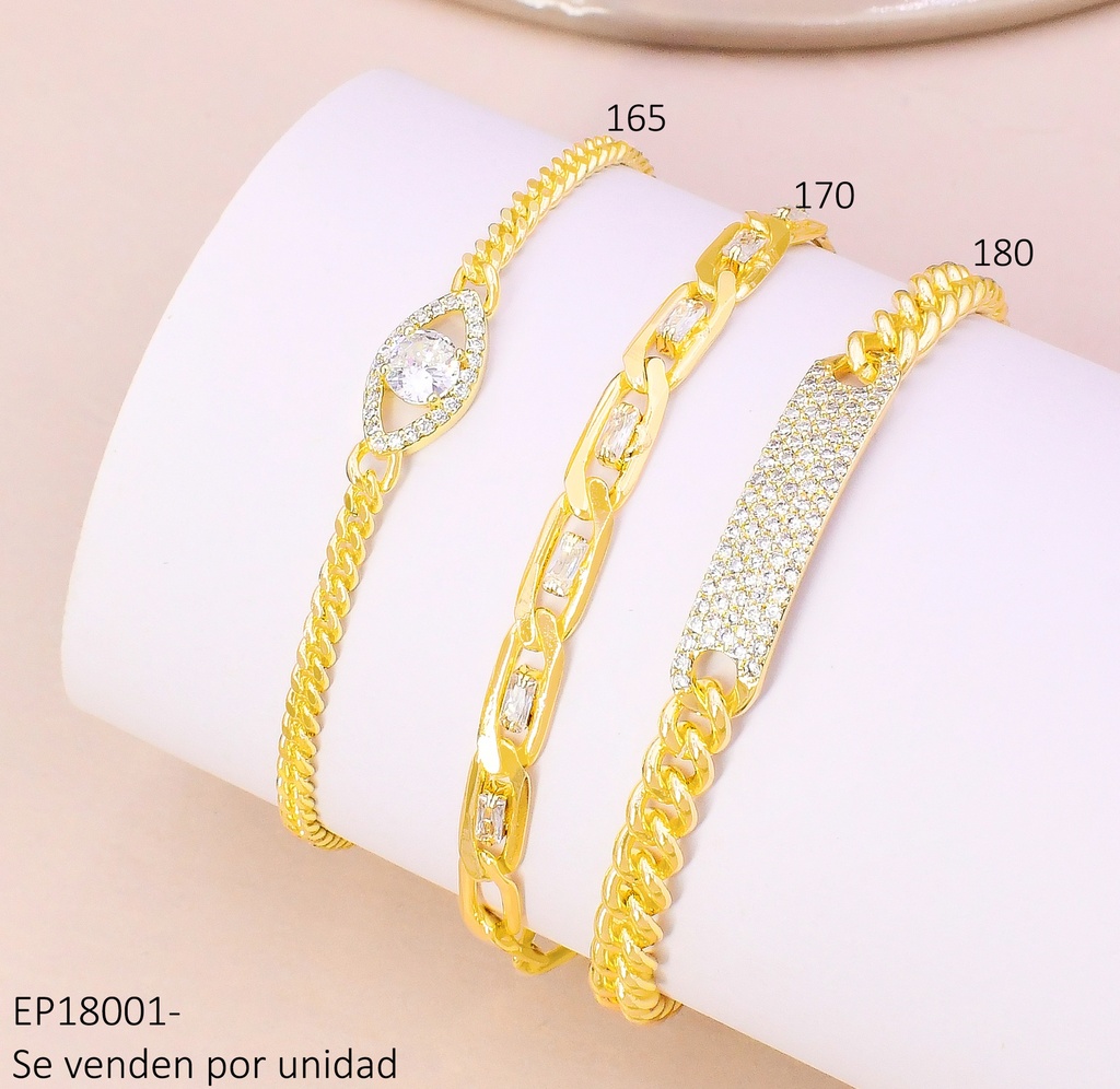 PULSERA DORADA PLACA CENTRO ZIRC. Z586-277