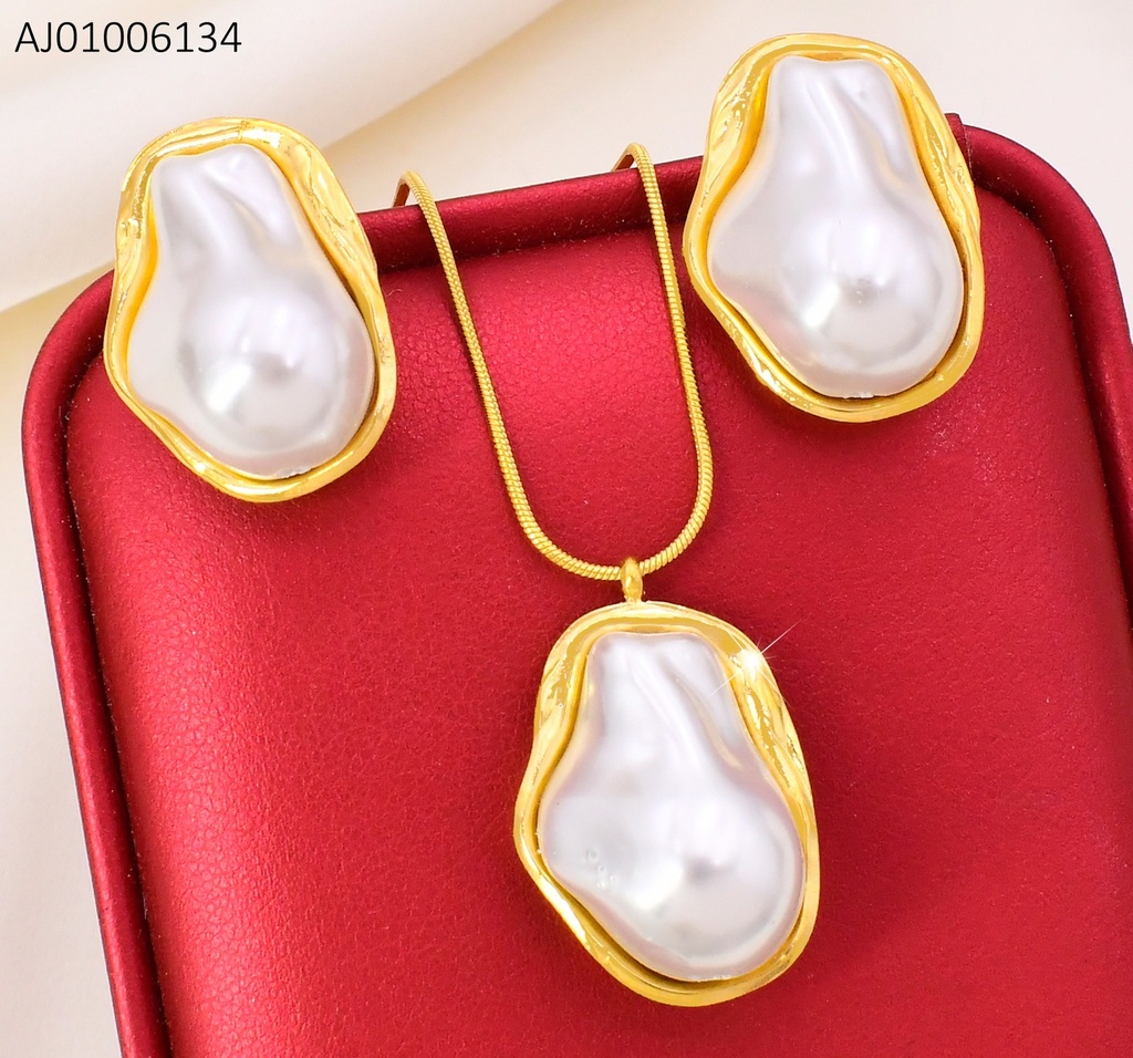 SET DORADO PERLA OVALADAS IRREG. SA1304-45
