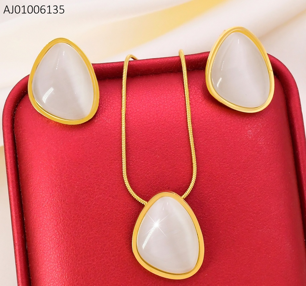 SET TRIANGULO PIEDRA / CADENA COLA DE RATON SA1300-45