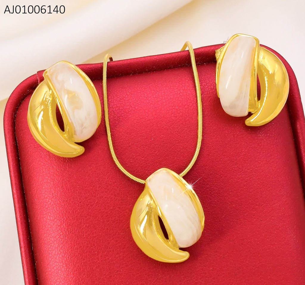 SET DORADO CURVA LISA / BLANCA /CAD. COLA DE RATON SA1286-1