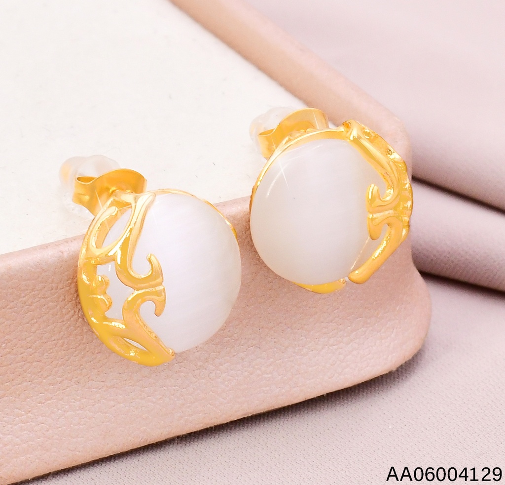 ARETES CIRCULO BLANCO BORDE DECORADO EA1276-45