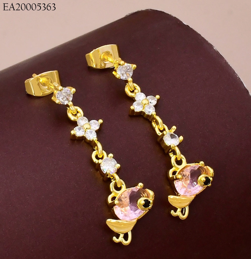 ARETES ZIRCONIAS PEZ COLGANTE ROSA EE4753-9