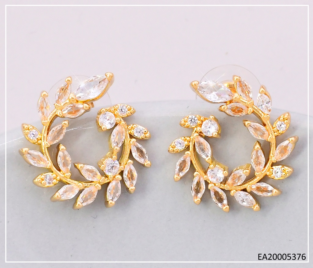 ARETES DOR CIRCULO HOJITAS ZIRC. EE4785-6