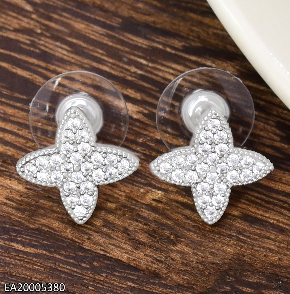ARETES FLOR ZIRC.  4 PETALOS PLATD. EE4801-6
