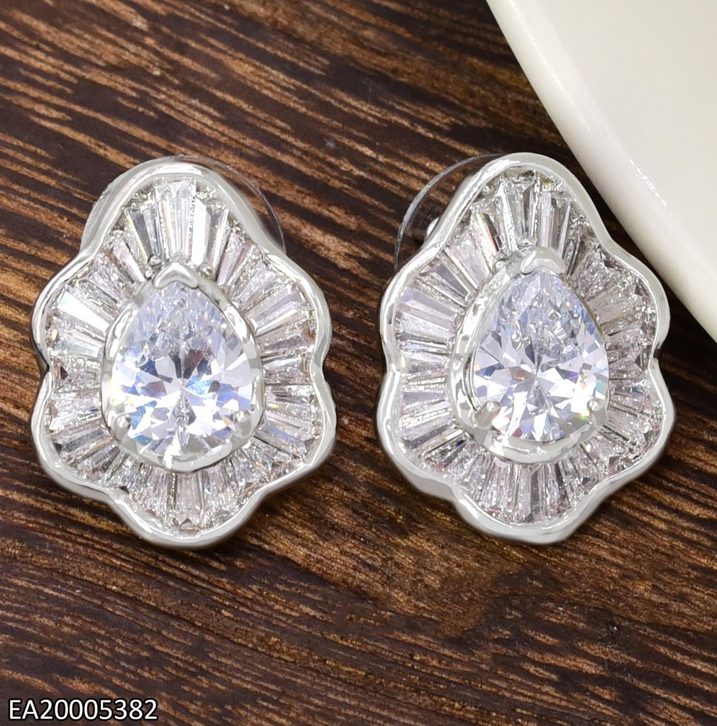 ARETES HOJA ZIRC. CENTRO/BORDES PLATD. EE4803-6