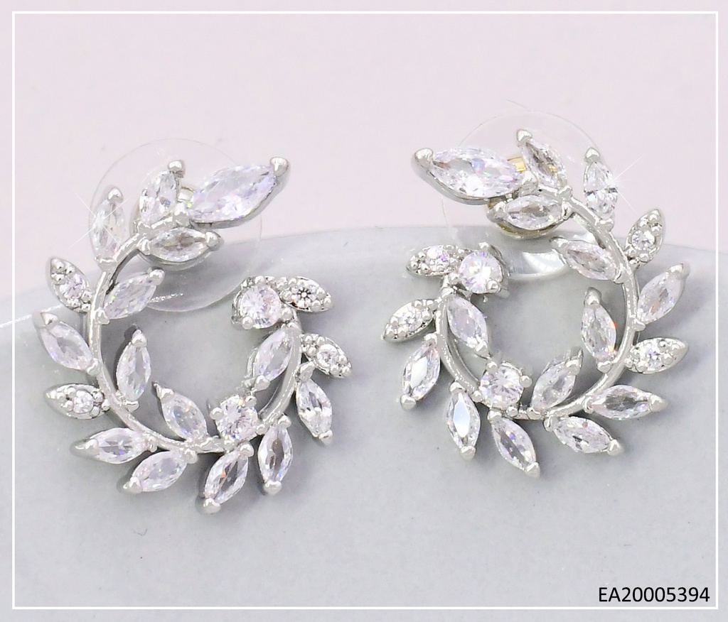 ARETES PLAT CIRCULO HOJITAS ZIRC. EE4828-6