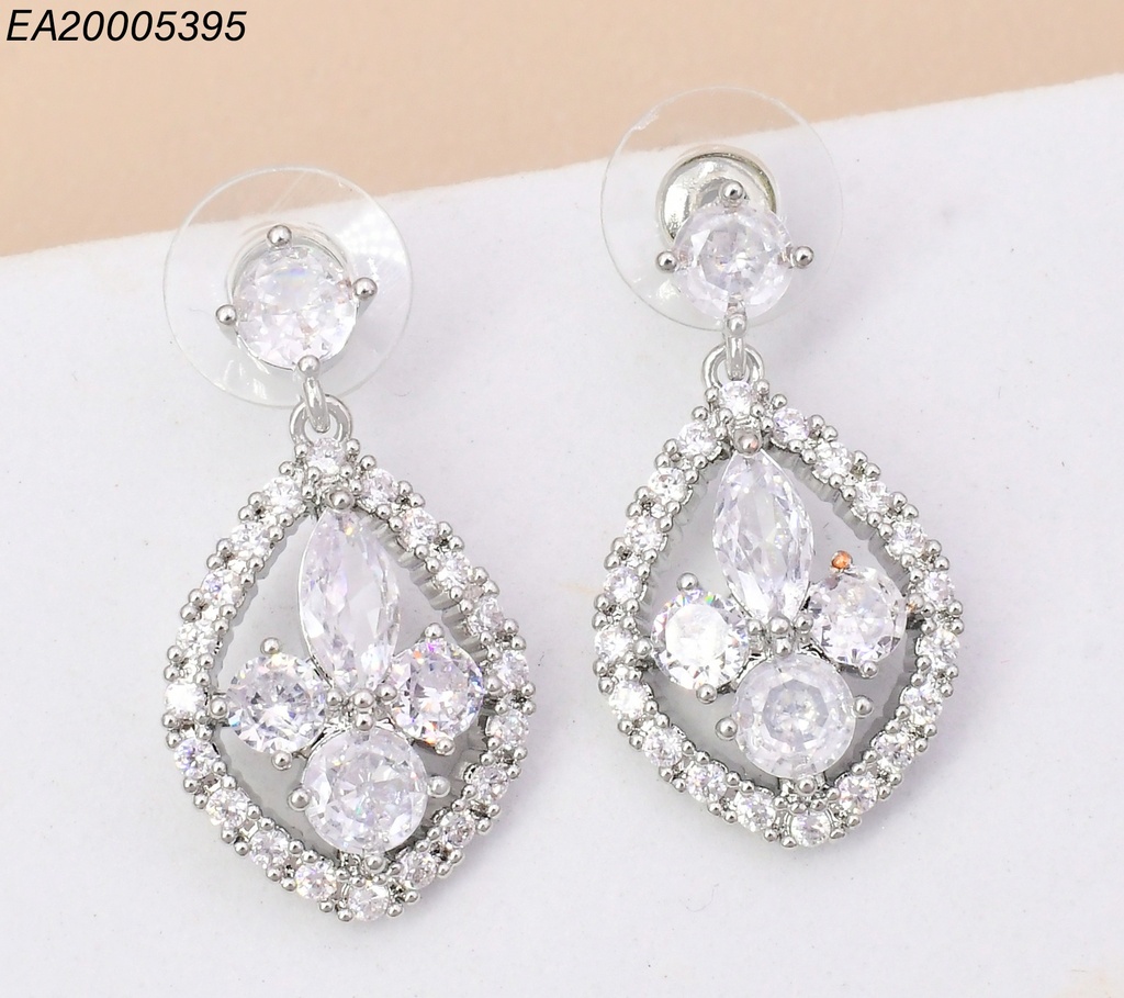 ARETES PLAT ZIRC RD/ ROMBO FLOR ZIRC. CENTRO EE4829-6
