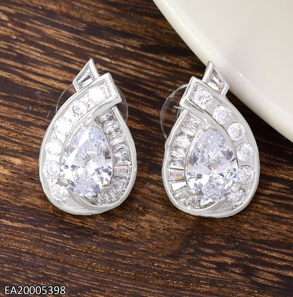 ARETES GOTA ZIRC. CENTRO BORDE  PLATD. EE4846-6