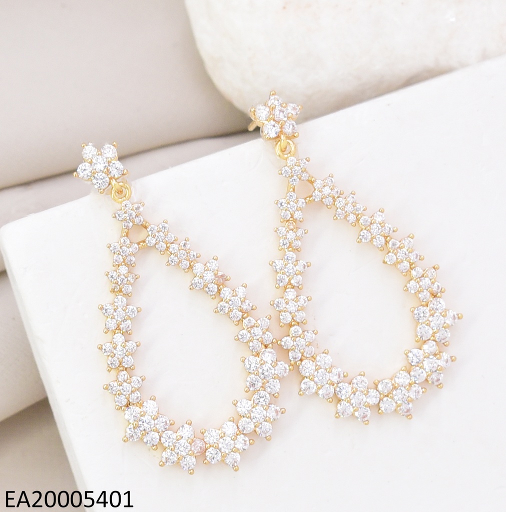 ARETES DOR GOTA COLGANTE FLOR ZIRC. EE4851-6