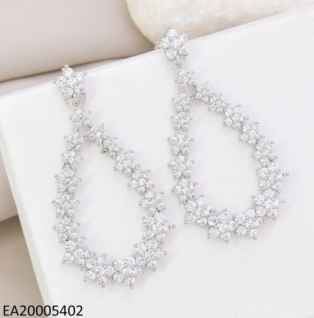 ARETES PLAT GOTA COLGANTE FLOR ZIRC. EE4852-6