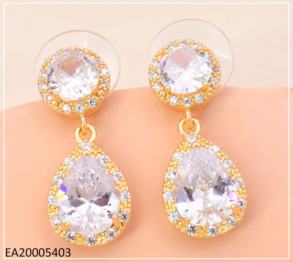 ARETES DORADO OVALO GOTA ZIRC.  EE4853-6