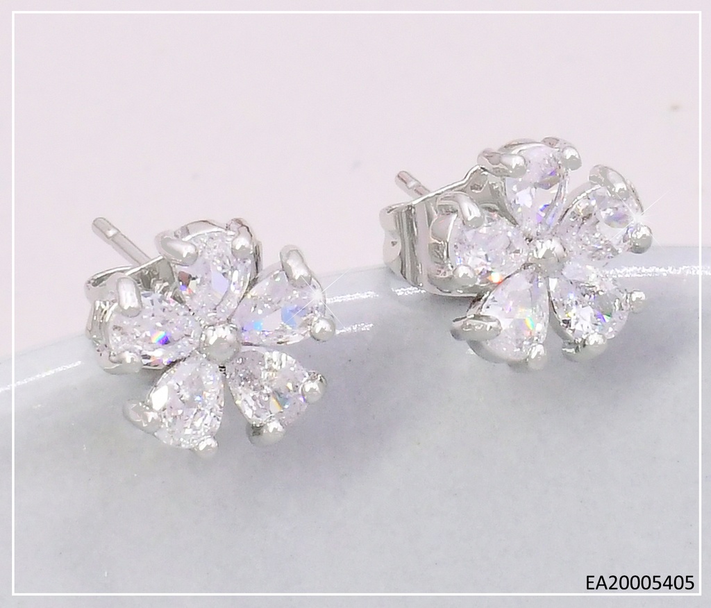 ARETES FLOR 5 PETALOS ZIRC. PLATD. EE4859-105