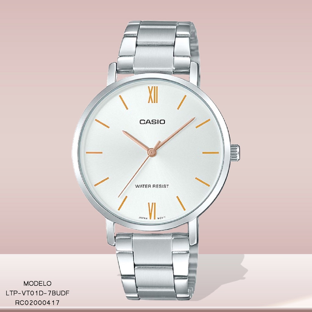 RELOJ CASIO ANALOGO LTP-VT01D-7BUDF METAL PLAT.