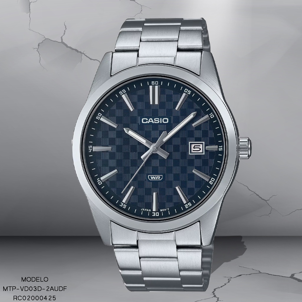 RELOJ CASIO ANALOGO MTP-VD03D-2AUDF METAL PLAT.