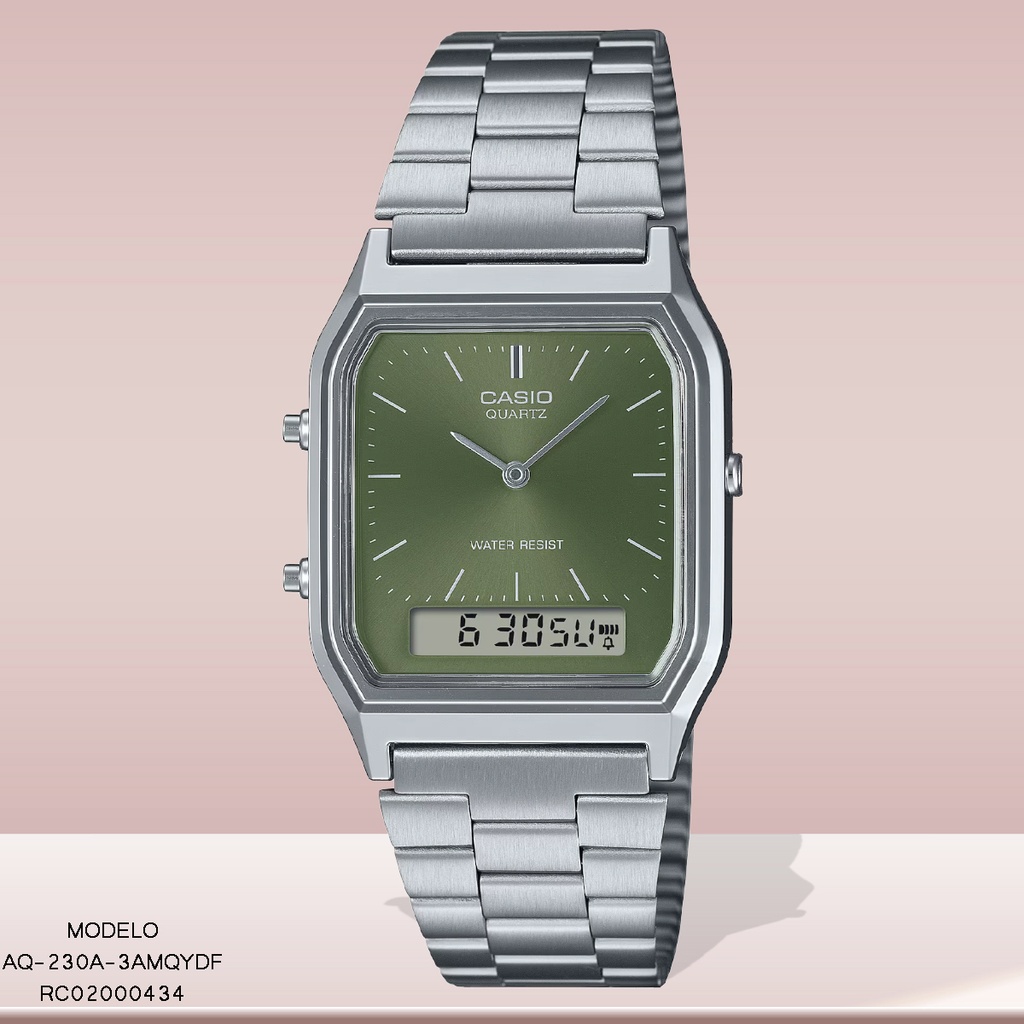 RELOJ CASIO ANALOGO AQ-230A-3AMQYDF METAL PLAT.