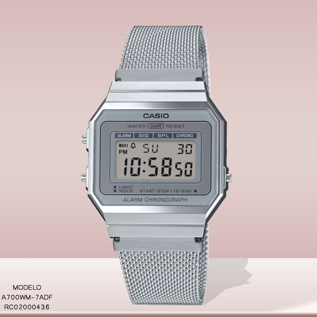 RELOJ CASIO DIGITAL A700WM-7ADF METAL PLAT.