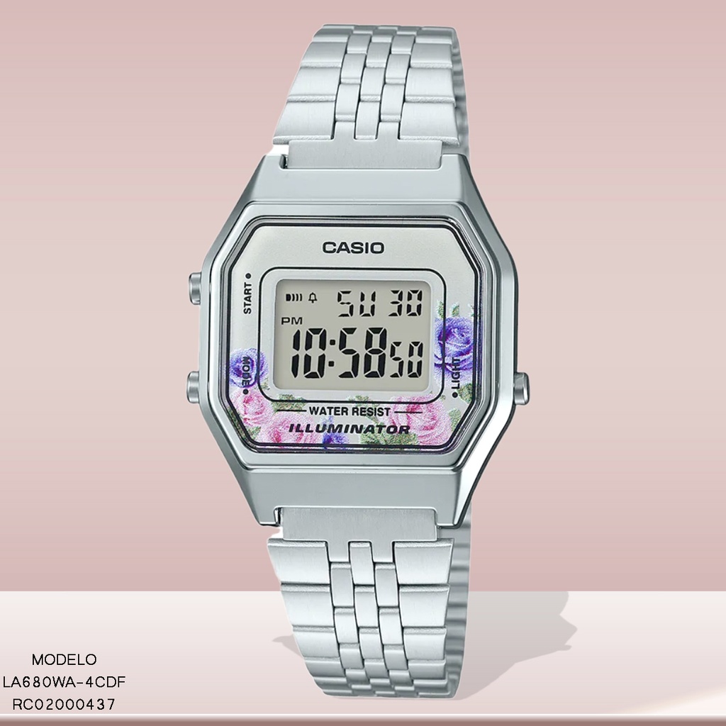 RELOJ CASIO DIGITAL LA680WA-4CDF METAL PLAT.
