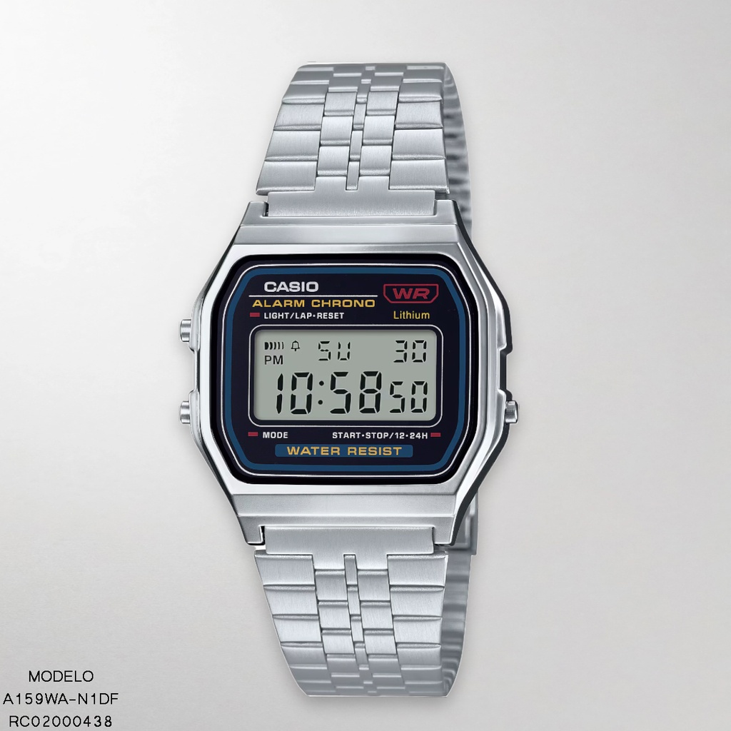 RELOJ CASIO DIGITAL A159WA-N1DF METAL PLAT.