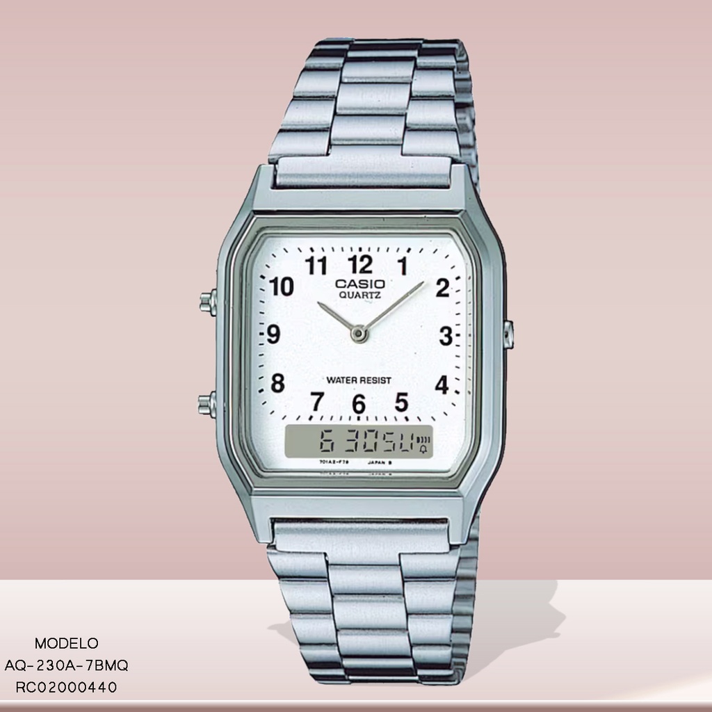 RELOJ CASIO ANA/DIG AQ-230A-7BMQ METAL PLAT