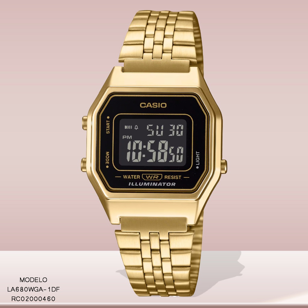 RELOJ CASIO DIGITAL LA680WGA-1DF METAL DOR.