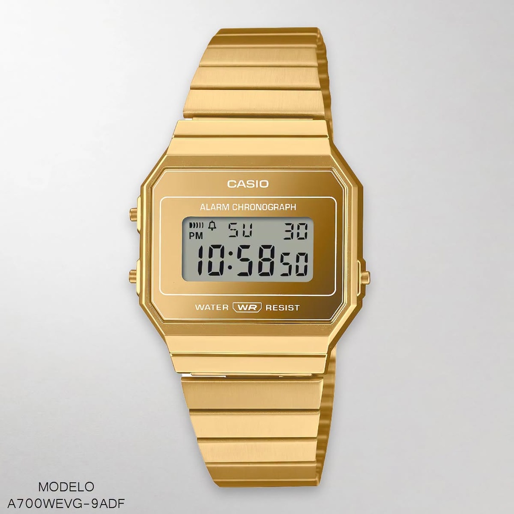 RELOJ CASIO DIGITAL DAM. A700WEVG-9ADF METAL DOR.