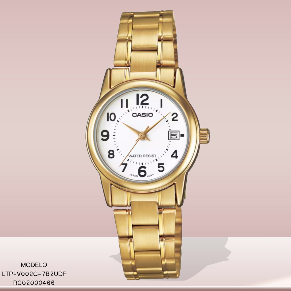RELOJ CASIO ANALOGO LTP-V002G-7B2UDF METAL DOR.