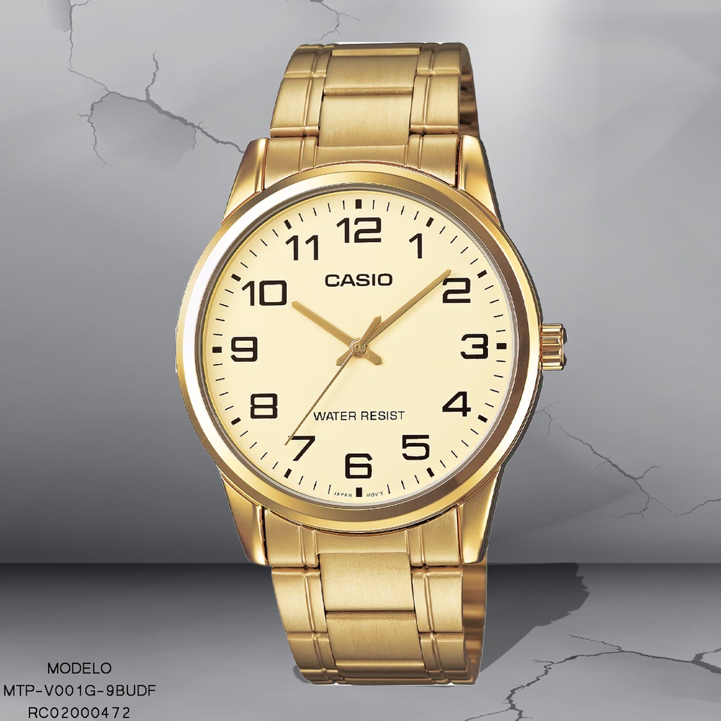RELOJ CASIO ANALOGO MTP-V001G-9BUDF METAL DOR.