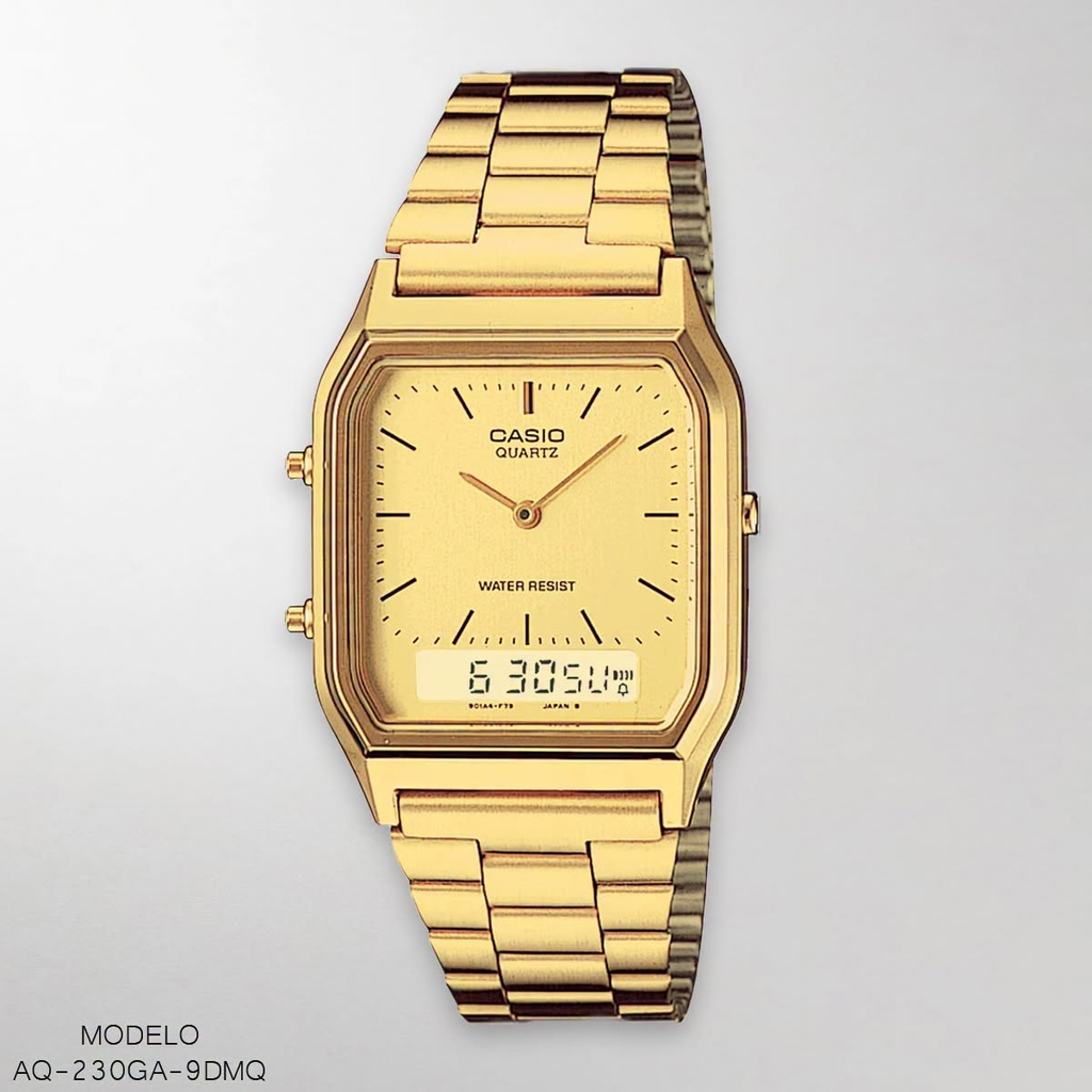RELOJ CASIO ANA/DIG AQ-230GA-9DMQ METAL DOR.