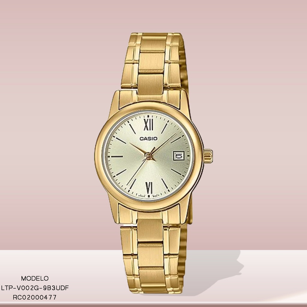 RELOJ CASIO ANALOGO LTP-V002G-9B3UDF METAL DOR.