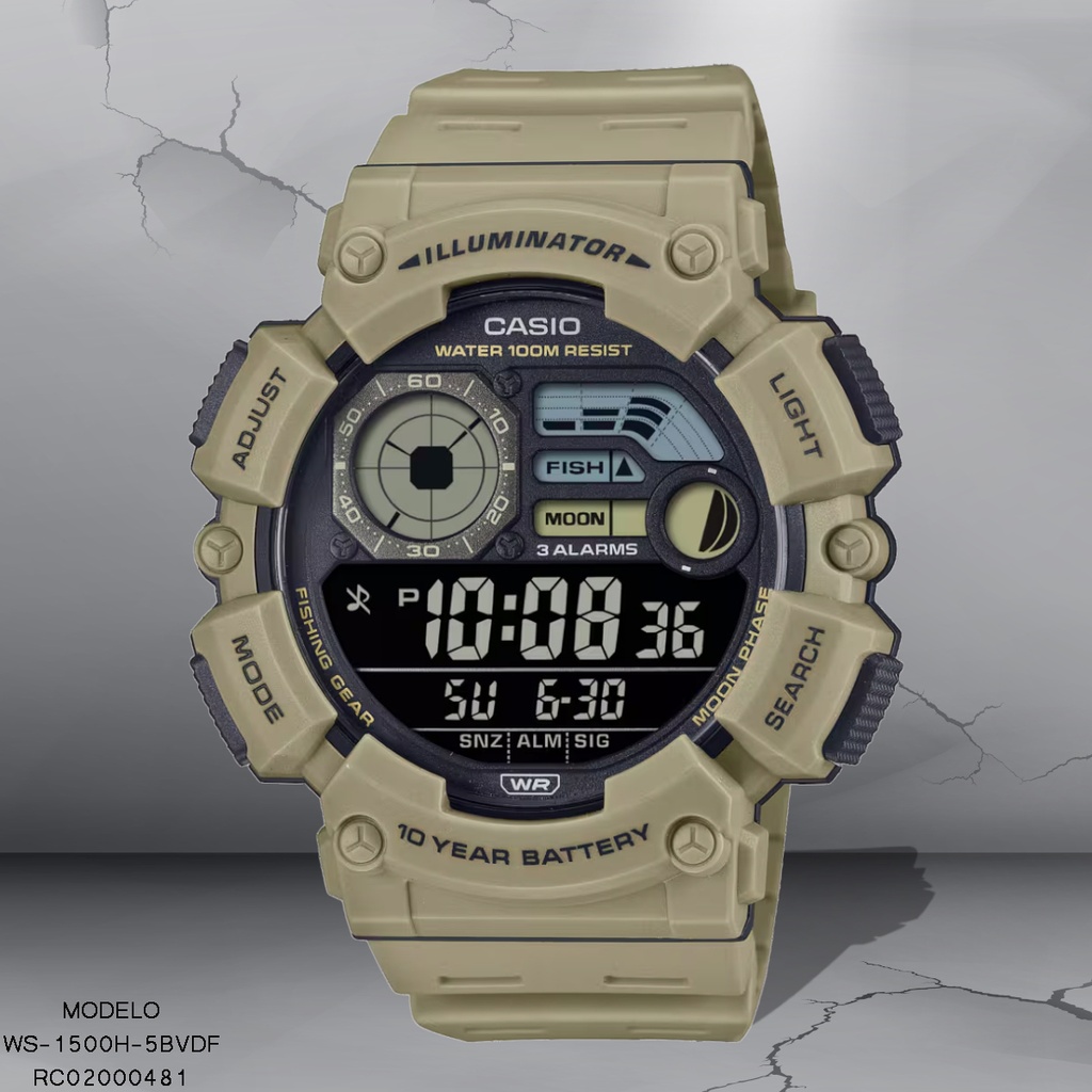 RELOJ CASIO DIGITAL WS-1500H-5BVDF RESINA VERDE O.