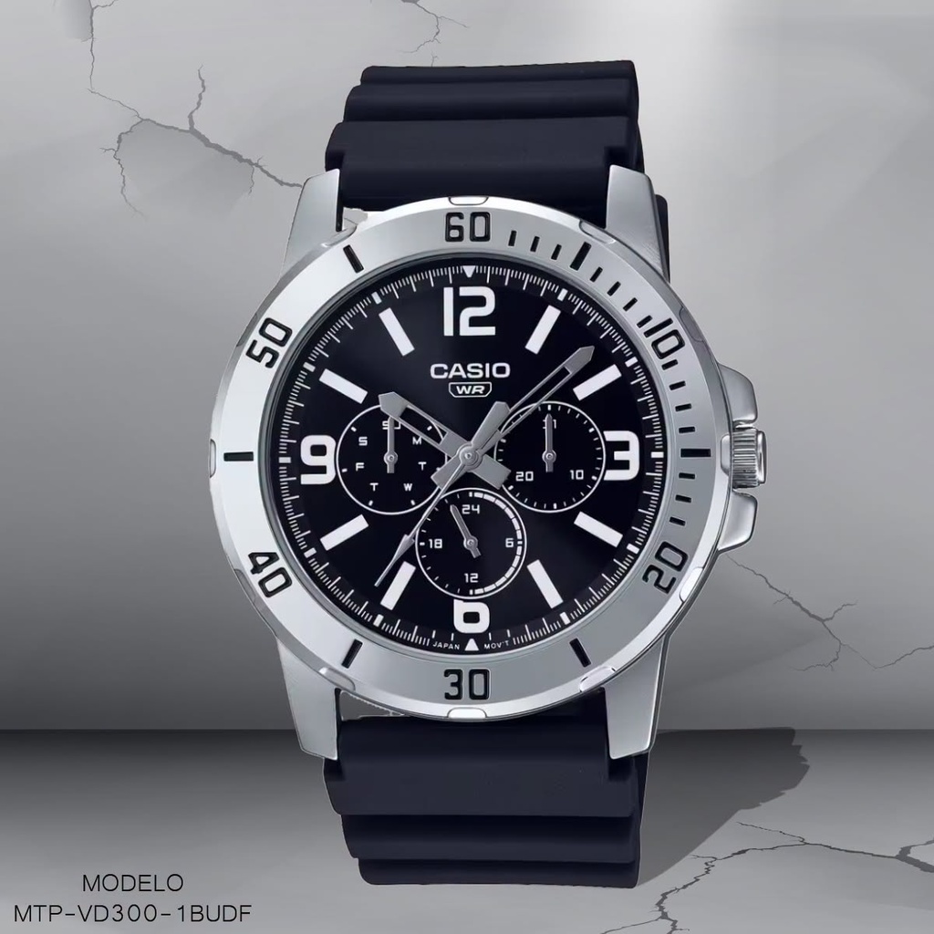RELOJ CASIO ANALOGO CAB. MTP-VD300-1BUDF CUERO NEGRO