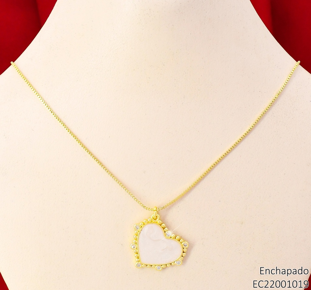 CADENA VENECIANA DORADA / DIJE CORAZON BLANCO C/ ZIRC. N5642-334