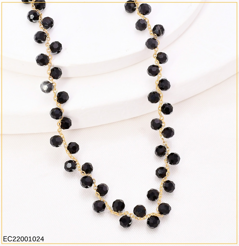 CADENA DORADA CHOKER / PIEDRAS NEGRAS CA510-387