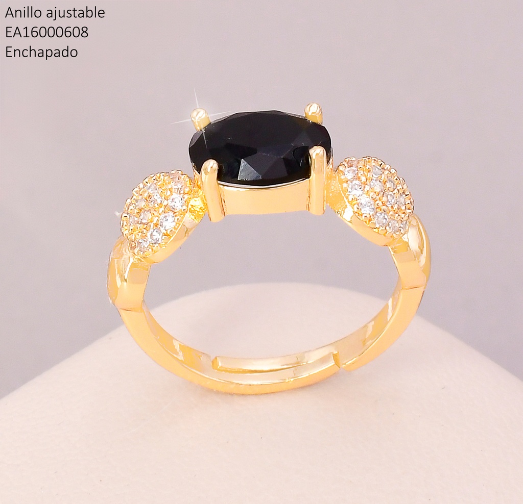 ANILLO ZIRC. OVALADA NEGRA /"O" ZIRC.  LATERALES RE322-318