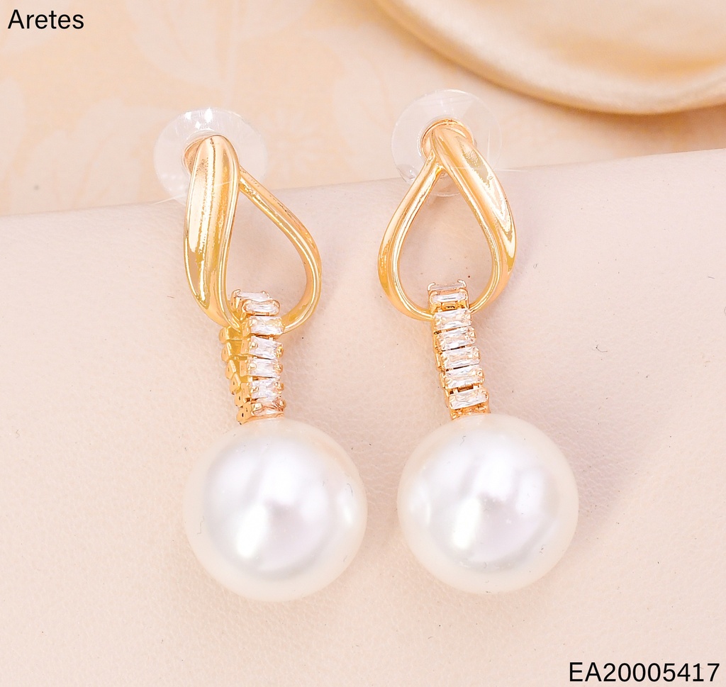 ARETES DOR. CROQUI GOTA-ZIRC./PERLA COLG. EE4418-6