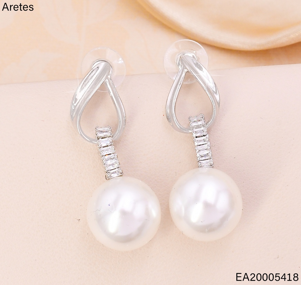 ARETES PLAT. CROQUI GOTA-ZIRC./PERLA COLG. EE4419-6