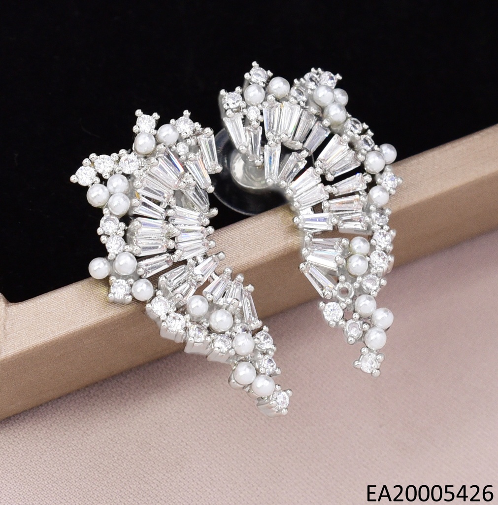 ARETES PLATEADOS "C" ZIRC./PERLAS EE4439-6