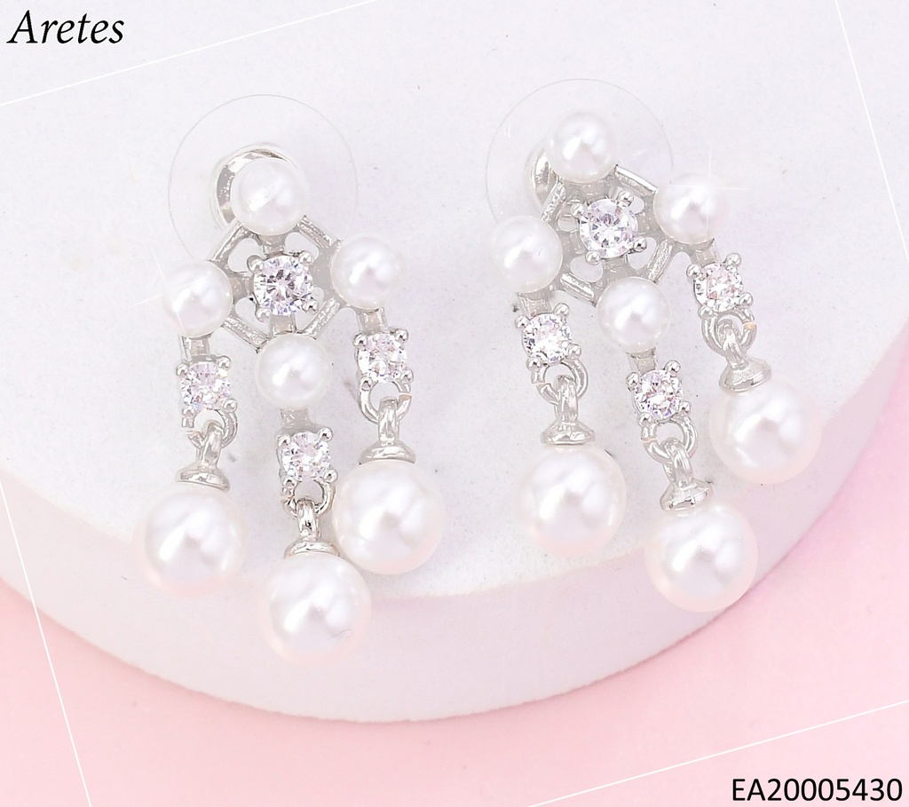 ARETES PLAT. ROMBO ZIRC./PERLA EE4443-6