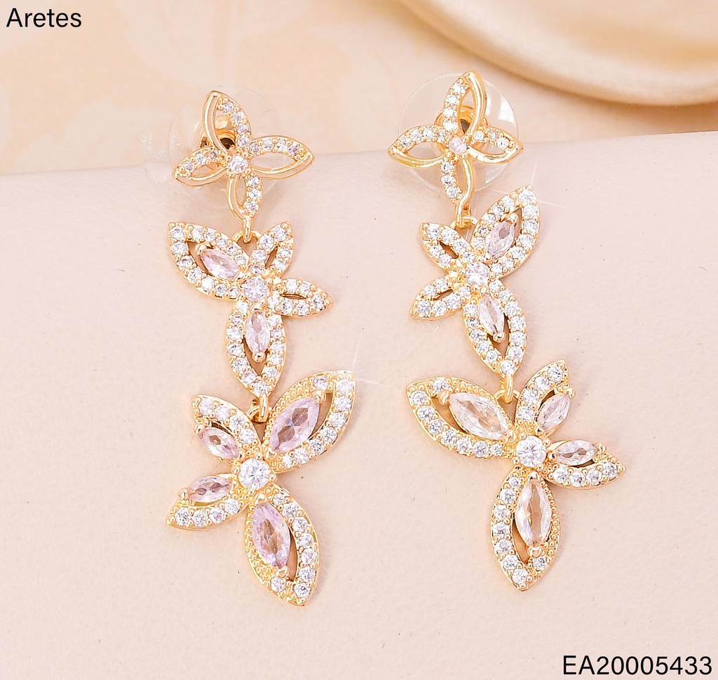 ARETES DORADOS 3 MARIPOSAS ZIRC. EE4446-6