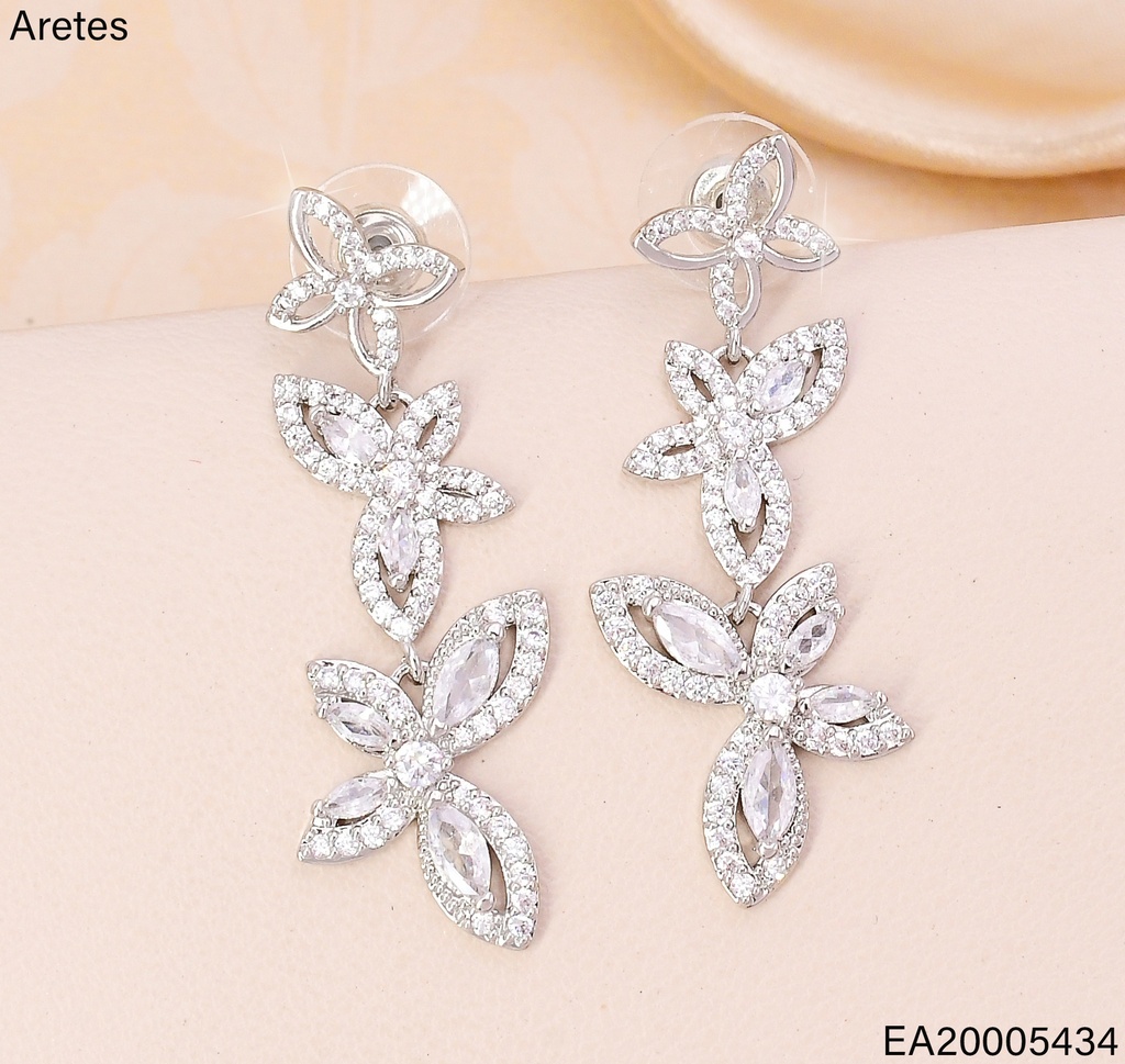 ARETES PLATEADOS 3 MARIPOSAS ZIRC. EE4447-6