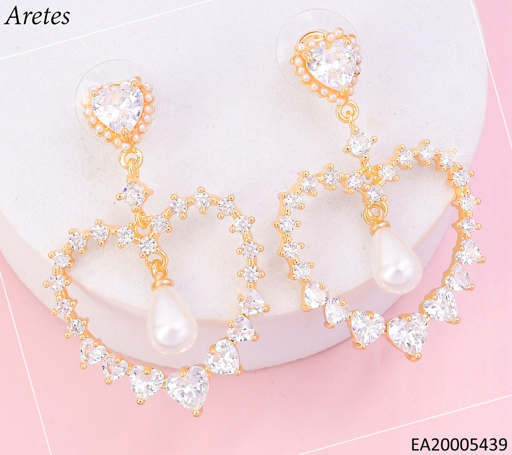 ARETES DORADOS CORAZON ZIRC./PERLA EE4460-6