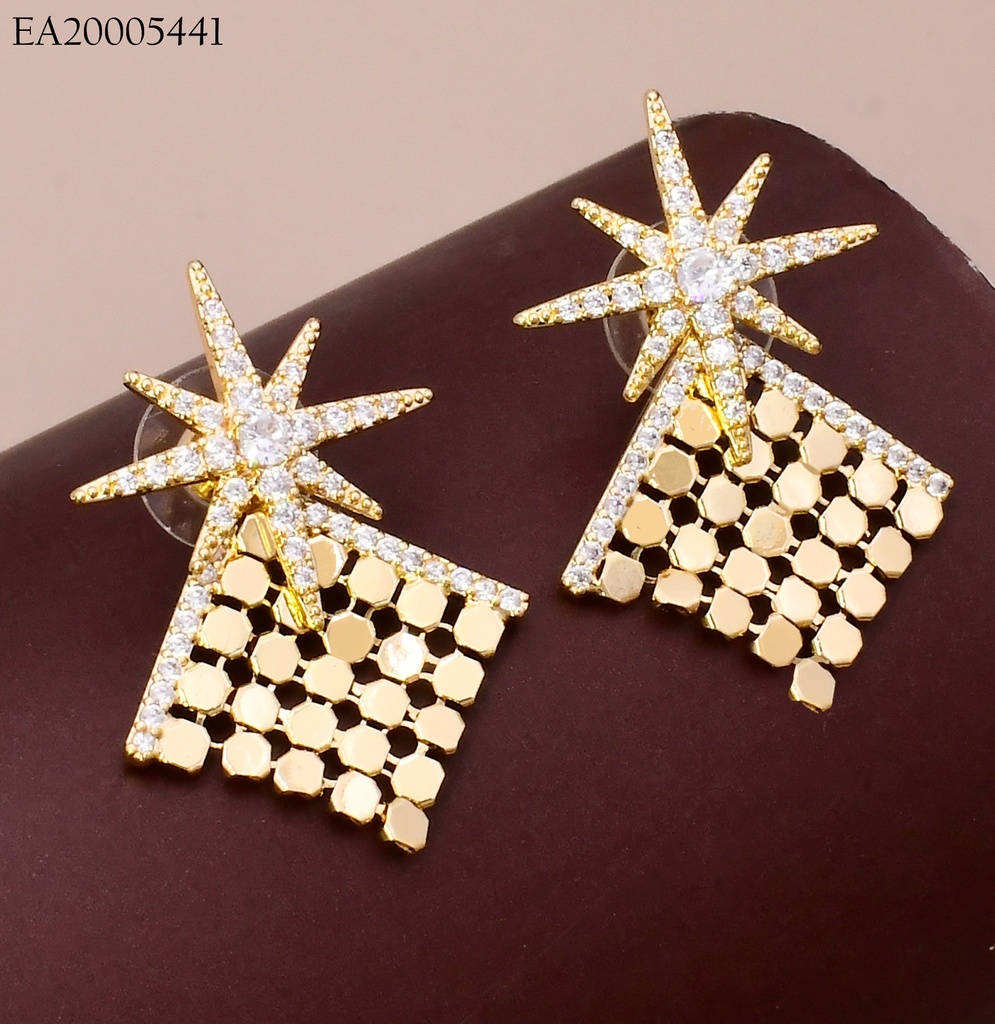 ARETES DORADOS ESTRELLA ROMBO ZIRC. EE4466-6