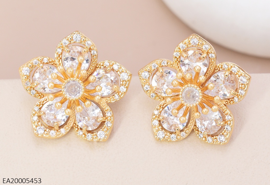 ARETES DOR FLOR ZIRC. PISTILOS  EE4606-6