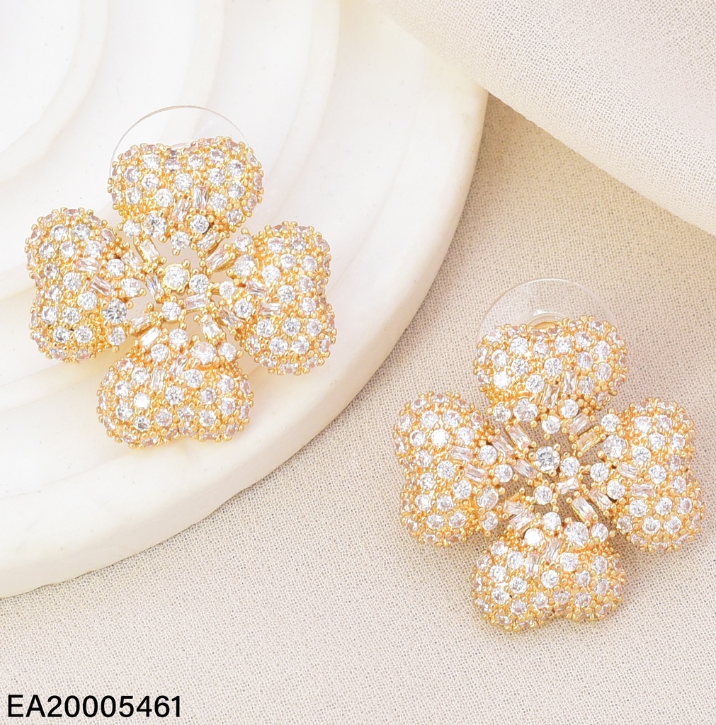 ARETES DORADOS FLOR  4 PETALOS CORAZON /ZIRC. EE4626-6