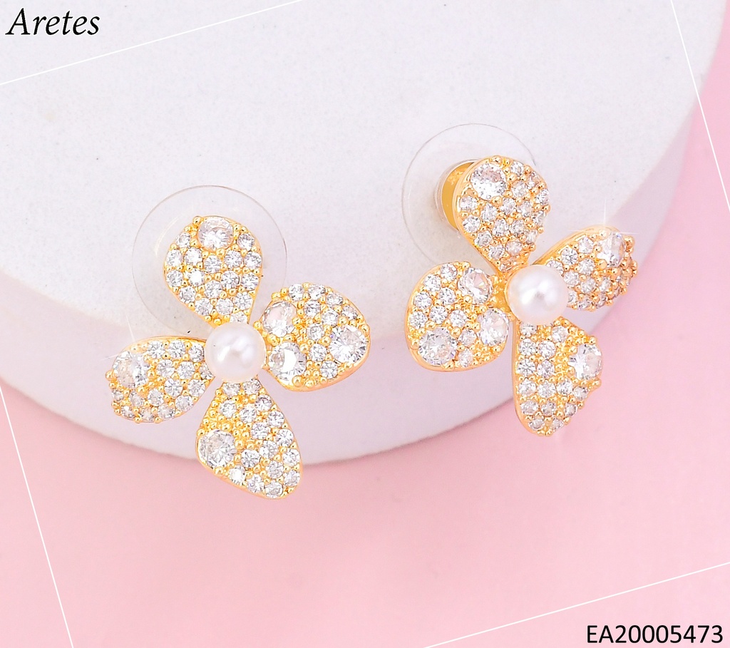 ARETES FLOR ZIRC. PERLA CENTRO EE4694-6
