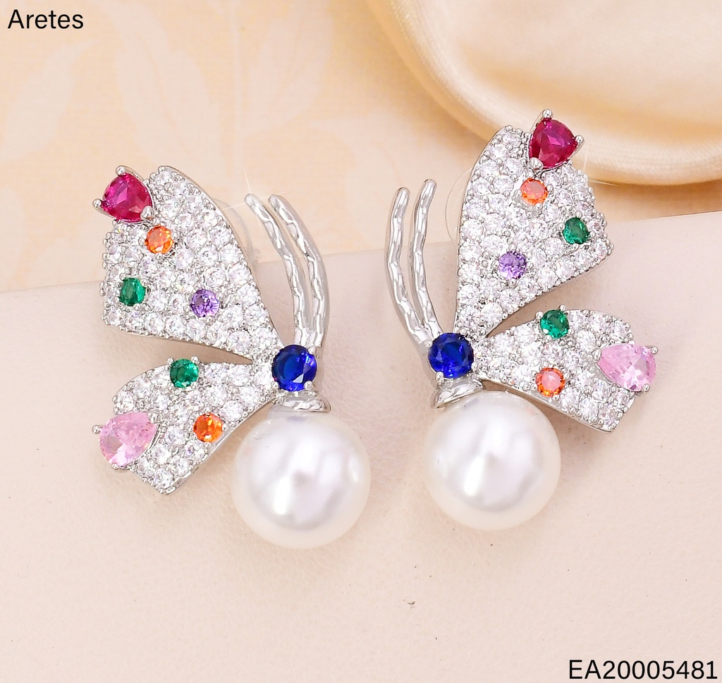 ARETES PLAT. MARIPOSA/PERLA ZIRC.EE4723-6