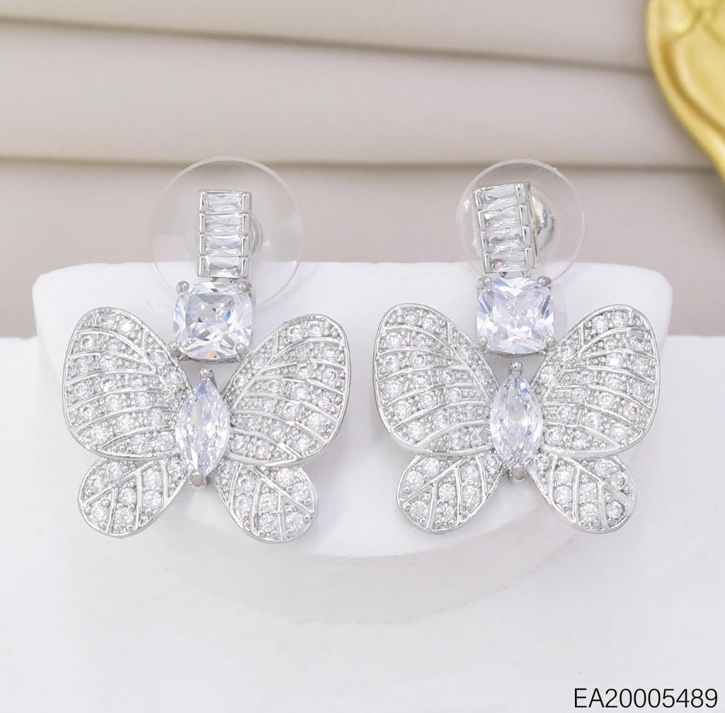 ARETES PLATEADOS MARIPOSA ZIRC. EE4735-6